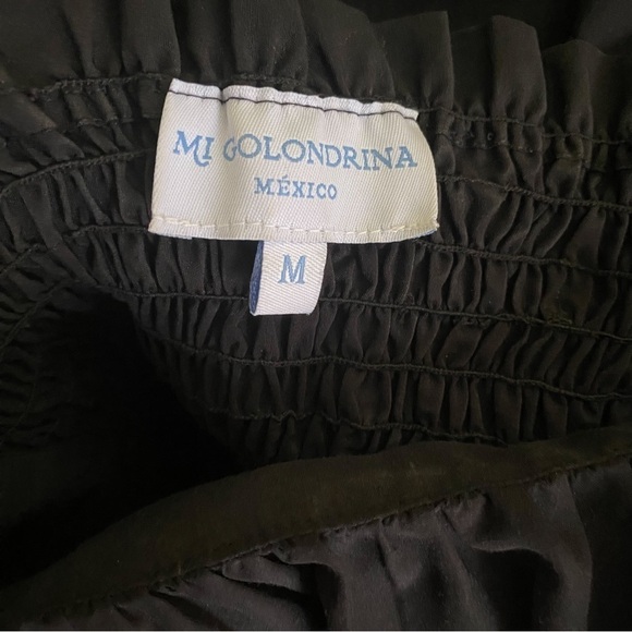 Mi Golondrina Top Elena Cotton Babydoll Puff-Sleeve Floral Negro Arroyo M EUC - Picture 5 of 7